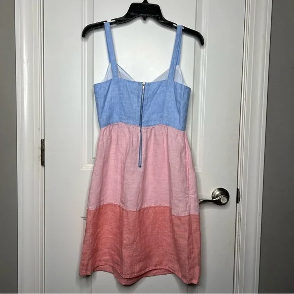 Cynthia Rowley Color Block Linen Summer Dress - Picture 7 of 8